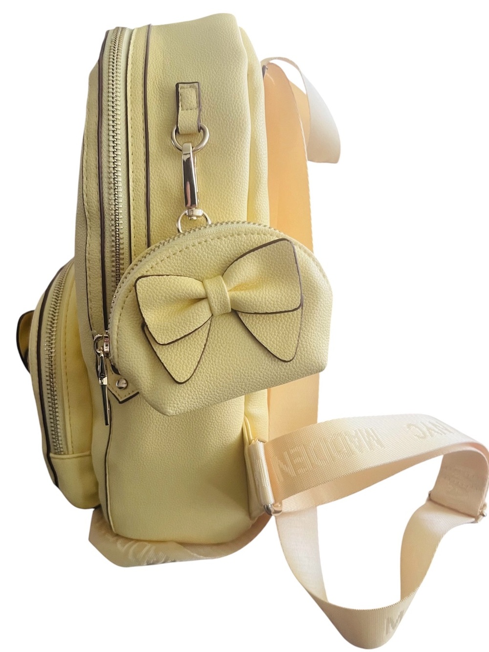 Madden NYC Butter Yellow Bow Mini Backpack with Matching Coin Pouch/NWOT - Picture 3 of 11